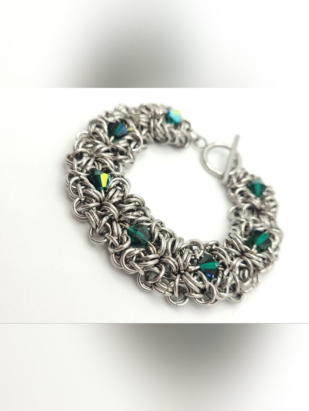 Anastasia Chainmaille Bracelet In Stainless Steel W/ Embedded Preciosa Crystals